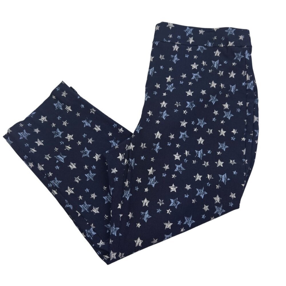 Kim Rogers Comfy Stretch All Over Star Print Pull-on Capris Women's Size 18